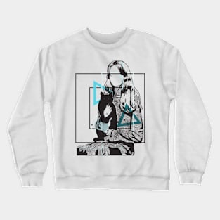 Girl and her cat version 3 Crewneck Sweatshirt